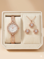 Rose Bloom Luxury Watch and Jewellery Set